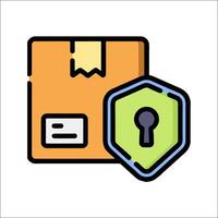 A box with a lock and a key icon vector