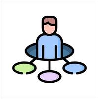 A person sitting in a circle with four different colored circles vector