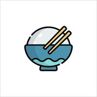 A bowl with chopsticks and rice in it vector