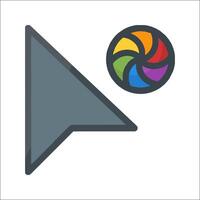 A colorful arrow pointing to a colorful ball vector