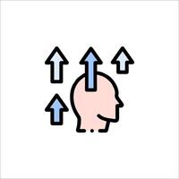 An icon of a person's head with arrows coming out of it vector