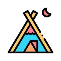 A colorful teepee with a moon and a tent vector