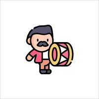 A cartoon man with a mustache and a drum vector