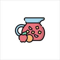 A pitcher of fruit juice with an apple on top vector