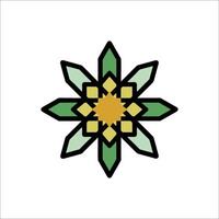 A green and yellow flower with a star in the center vector