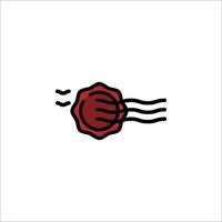 A red stamp with a hand holding it vector