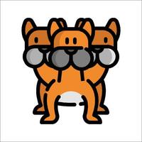 A cartoon dog with three heads standing on its hind legs vector