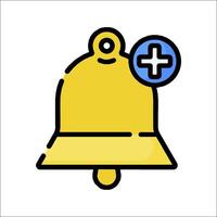 A yellow bell with a plus sign on it vector