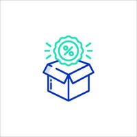 A box with a price tag on it and a dollar sign vector