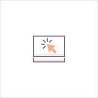 A computer screen with an arrow pointing to it vector