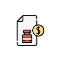 A document with a dollar coin and a pen vector