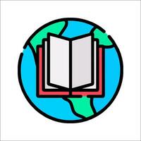 An open book with the earth in the background vector