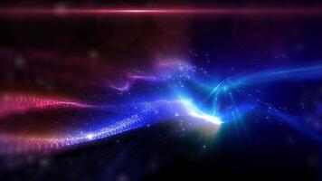 Magical waves of bright energy.High tech rainbow light ray particles and bokeh energy video