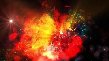 a bright galaxy made of billions of particles glows with neon and moves in space video