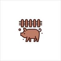 A pig is standing in front of a fence vector