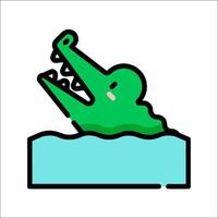 A crocodile swimming in the water with its head up vector