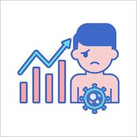 A man with a virus and a graph on his face vector