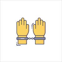Two hands in handcuffs with a chain vector