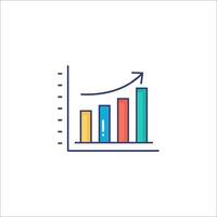 A bar chart icon with a line going up vector