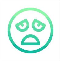 A green and blue icon of an angry face vector