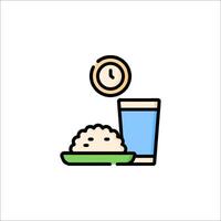 Rice and water icon with clock vector