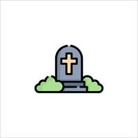 A cemetery with a cross on top of it vector