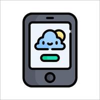 A smartphone with a cloud and sun on it vector