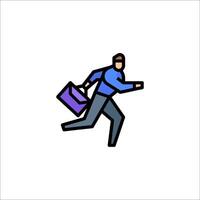 A man running with a briefcase icon vector