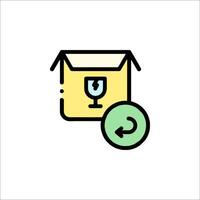 A box with a green arrow and a yellow arrow vector