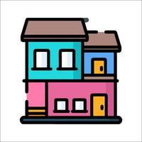 A cartoon house with two stories on a white background vector