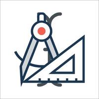 A compass and ruler icon vector