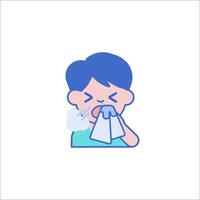 A man blowing his nose with a tissue vector