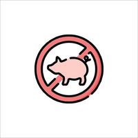A no pig sign in a circle with a pink pig vector