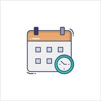 Calendar icon with clock and calendar vector