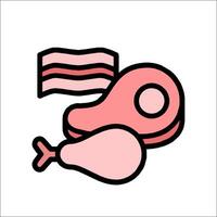 A chicken and bacon icon on a white background vector