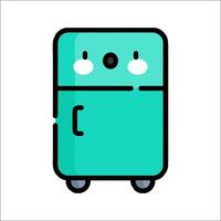 A cartoon refrigerator with eyes and a smile vector