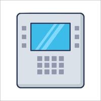A computer monitor with a blue screen on it vector