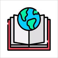 An open book with a globe inside it vector