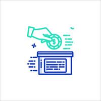 A hand putting money into a box vector