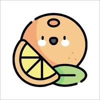 An orange with a slice of lemon and a leaf vector
