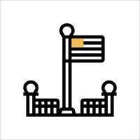 A flag and a fence with a flagpole vector
