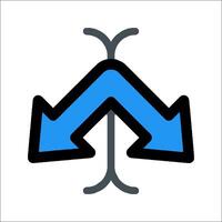 A blue arrow pointing to the left and right vector