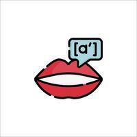 A red lips with a speech bubble and a speech bubble vector