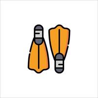 Two orange scuba fins on a white background vector