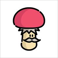 A cartoon mushroom with a mustache and mustache vector
