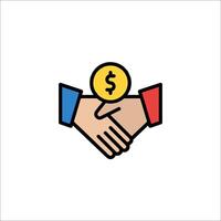Handshake icon with dollar coin vector