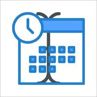 A calendar icon with a clock on it vector