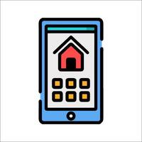 A smartphone with a house on the screen vector