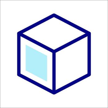 A cube with a blue window in the middle vector