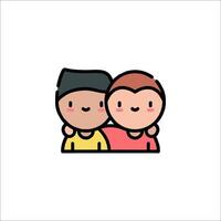 Two people hugging in a flat style icon vector